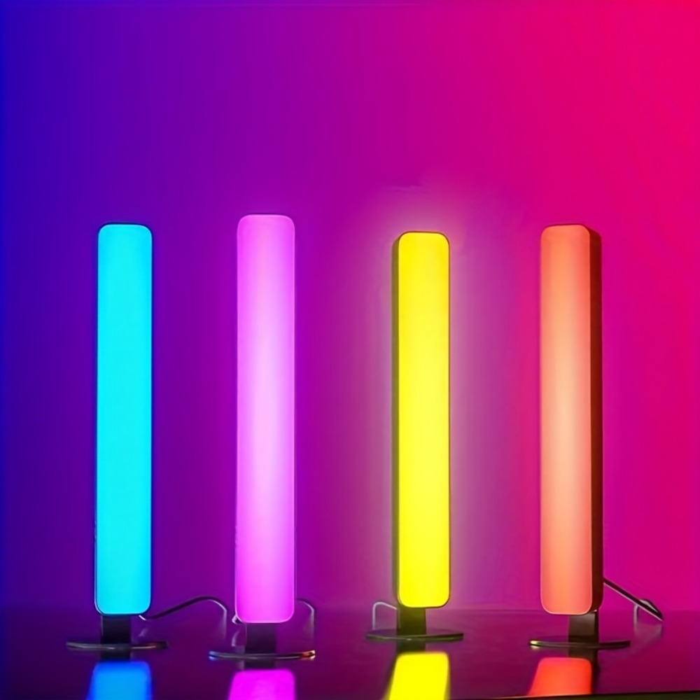RGB LED Geometric Table Lamp with Remote Control – USB Powered Color-Changing Mood Light, Polished Metal End