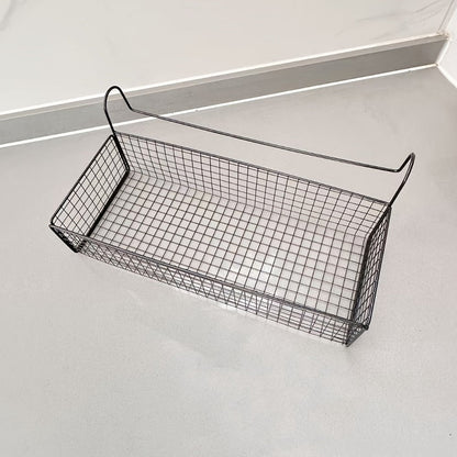 Over Door Hanging Basket Storage Rack - Woven Mesh Metal Organizer Shelf for Bedroom Dorm Wardrobe Closet