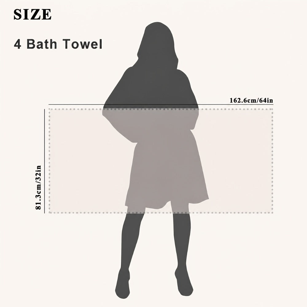 Bath Towels Set Single or 4-Piece 800GSM Oversized Microfiber Towels 32 x 64 Inch for Home and Guest Use