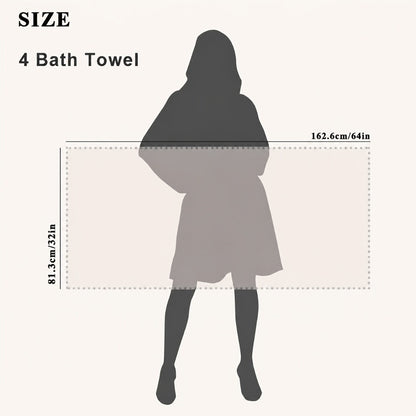 Bath Towels Set Single or 4-Piece 800GSM Oversized Microfiber Towels 32 x 64 Inch for Home and Guest Use