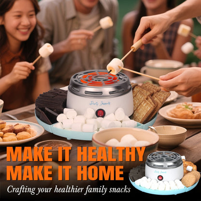 Electric S'mores Maker Indoor Tabletop Marshmallow Roaster Station with 4 Compartment Trays & 4 Roasting Forks