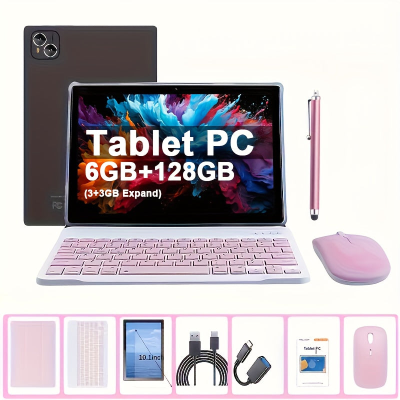 Android Tablet 10.1-Inch Pink 2-in-1 with 6GB RAM, 128GB Storage, 4G LTE and Keyboard Bundle
