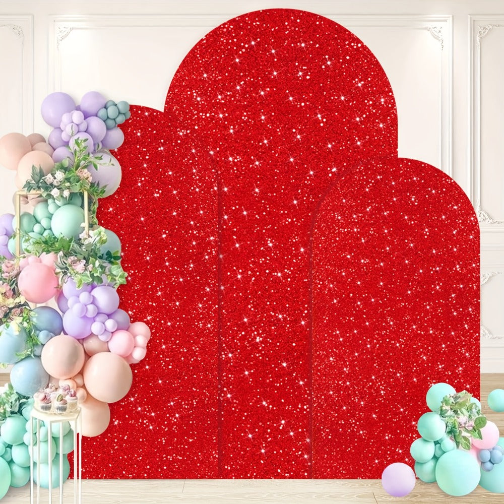 Sequin Wedding Arch Cover Set 3pcs, 6ft 6.6ft 7.2ft Metallic Spandex Payette Glitter Arch Backdrop Cover for Wedding Ceremony