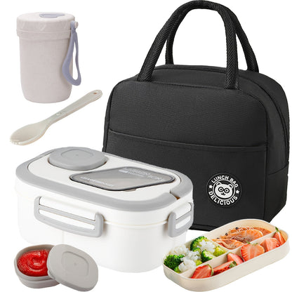 2-Layer Bento Lunch Box Set with Cup and Meal Bag - Multi-Grid Lunch Box for School, Office & Outdoor Picnics
