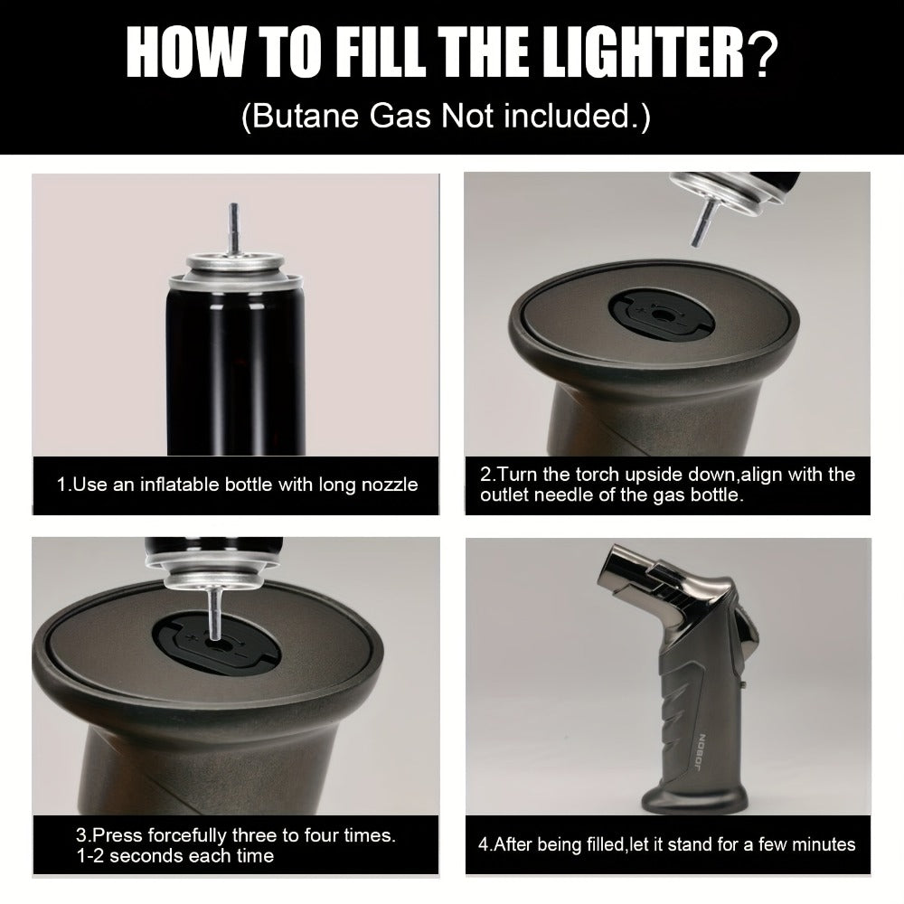 Butane Torch Lighter Gift Set 2500°F, Refillable with Safety Lock & Adjustable Flame for Home Cooking, Dining and Outdoor Meals