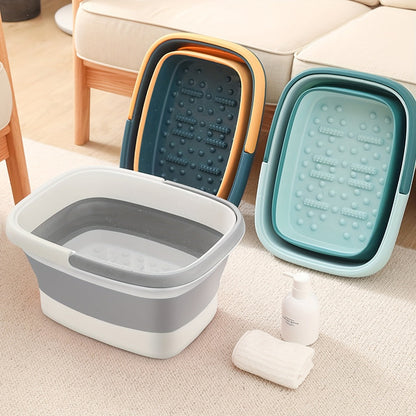 Large Collapsible Foot Soak Tub 15L 4 Gallon Foot Bath Basin Massage Acupoints Handles Foldable Multifunction Plastic Bucket Pedicure Bowl