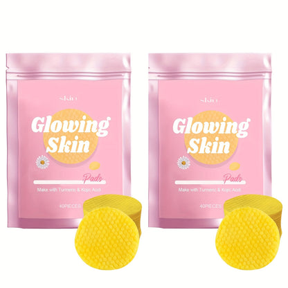 Turmeric Kojic Acid Facial Cleansing Pads Remover 40/80pcs, Exfoliating Toner Wipes for, All Skin Types