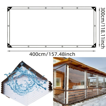 Clear Tarp Thickened Outdoor Cover with Sealed Edges, Transparent Rain Tarp for Patio, Porch Awning