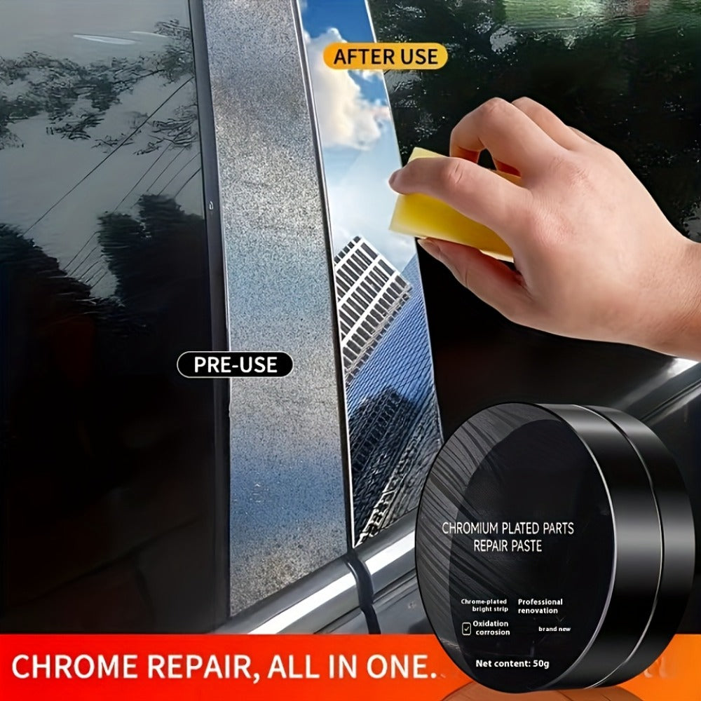 Chrome Trim Repair & Polishing Paste – Car Chrome Restorer for Door Handles, Emblems & Bright Strip Refurbishment