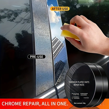 Chrome Trim Repair & Polishing Paste – Car Chrome Restorer for Door Handles, Emblems & Bright Strip Refurbishment