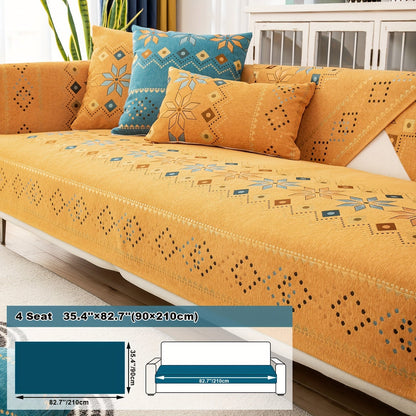 Sofa Cover Bohemian Geometric Panels for 1 to 4 Seats, Armrest or Backrest in Five Color Options