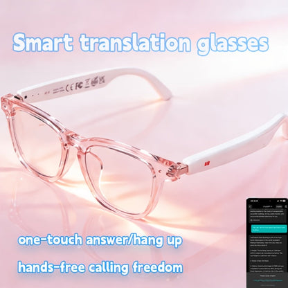 Smart Glasses 164-Language Translation Eyewear with Bluetooth Music, Calls and Multiple Black or Pink Frames
