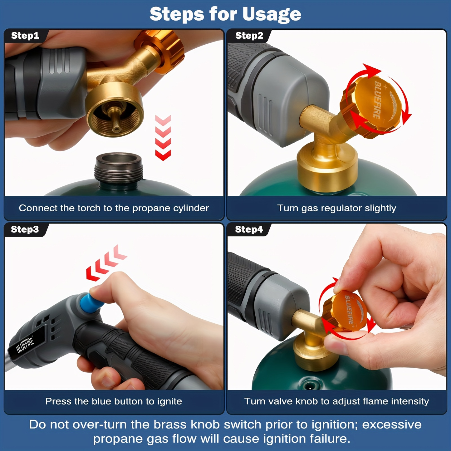 Propane Weed Torch Self Igniting, Garden Ice Melt Fire Starter Burner for Garden, Patio and Yard Use