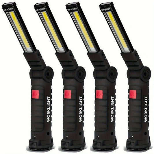 COB LED Work Light Rechargeable – Magnetic Base Portable Flashlight, 1000 Lumen Adjustable Beam, Multi-Pack Hanging Lamp for Garage