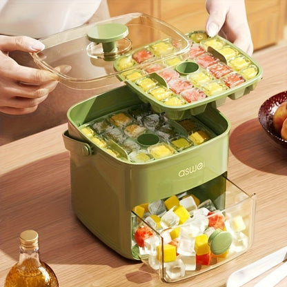 Ice Cube Tray 48 Grid Double Layer Large - Easy Press Stackable Ice Mold Food Grade Plastic for Freezer Refrigerator