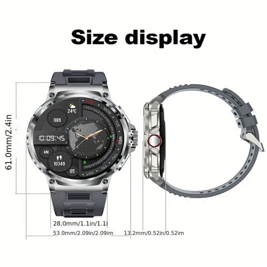 Smart Watch 1.85-Inch Round Display with 710mAh Battery, Wireless Calling and Silver or Black Band