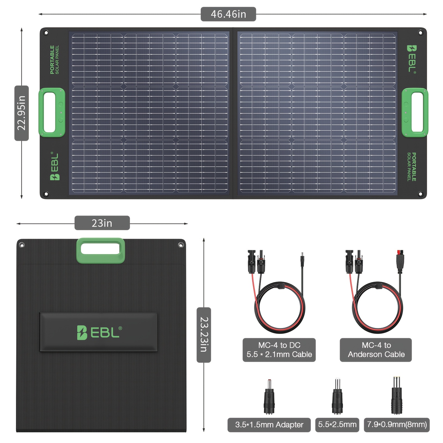 [Portable Solar Panel] 100W Solar Panel for Power Station, Portable Solar Panel with 100W, Foldable Design for Backup Power