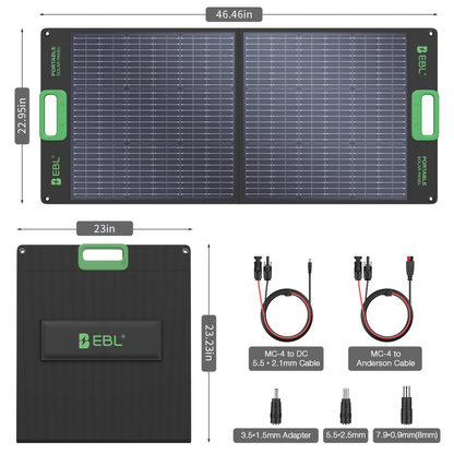 [Portable Solar Panel] 100W Solar Panel for Power Station, Portable Solar Panel with 100W, Foldable Design for Backup Power
