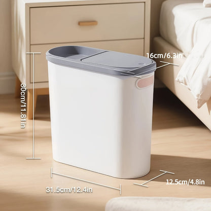 Slim 10L Bathroom Wastebasket with Lid Tray, Built-In Side Handles and Single or Two-Piece Options