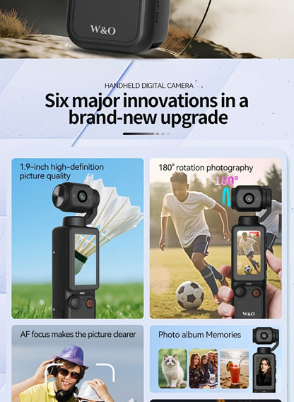 4K UHD Pocket Body Camera 32GB Card 2000mAh Battery 16X Zoom 180° Rotation 1.9-Inch Screen Mini Video Audio Cam for Outdoor Sport Bike