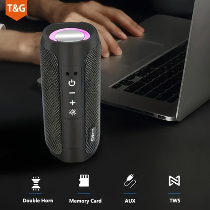 TG227 Portable Bluetooth Speaker with LED Breathing Light, TWS Stereo Sound, USB-C Rechargeable, Wireless Speaker for Outdoor Camping