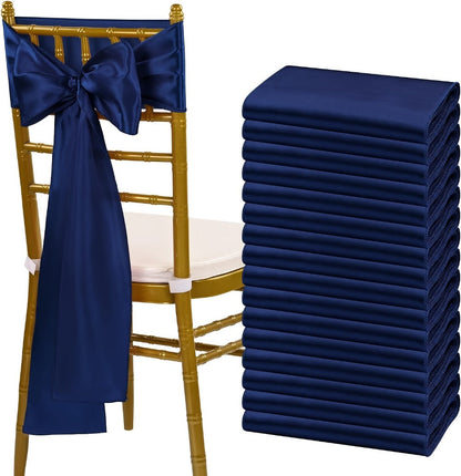 100pcs Satin Chair Sashes Bows for Wedding Banquet Party Event Decoration, 13 Colors, 18×275cm
