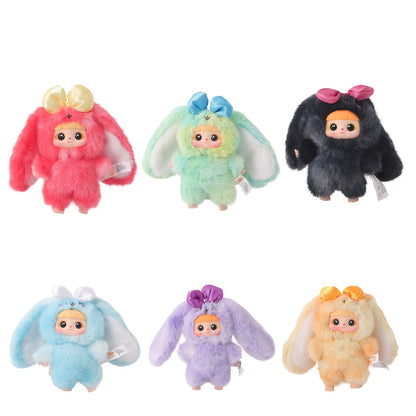 Plush Toy Kawaii Rabbit with Detachable Face Panel and Assorted Character Styling for Display