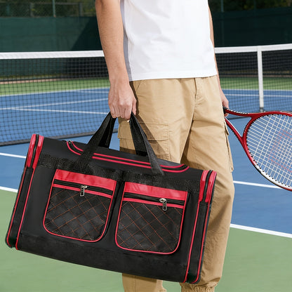 Gym Duffel Bag Large Capacity Travel Bag for Men Women Heavy Duty Polyester Multi Pocket Adjustable Shoulder Strap Zipper Closure