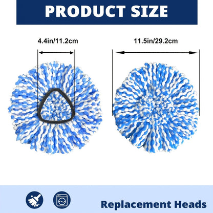 Spin Mop Replacement Heads 6 Pack with Scrub Brush & Base – Microfiber Mop Heads Refills Machine Washable Deep Cleaning Floor Mop Pads