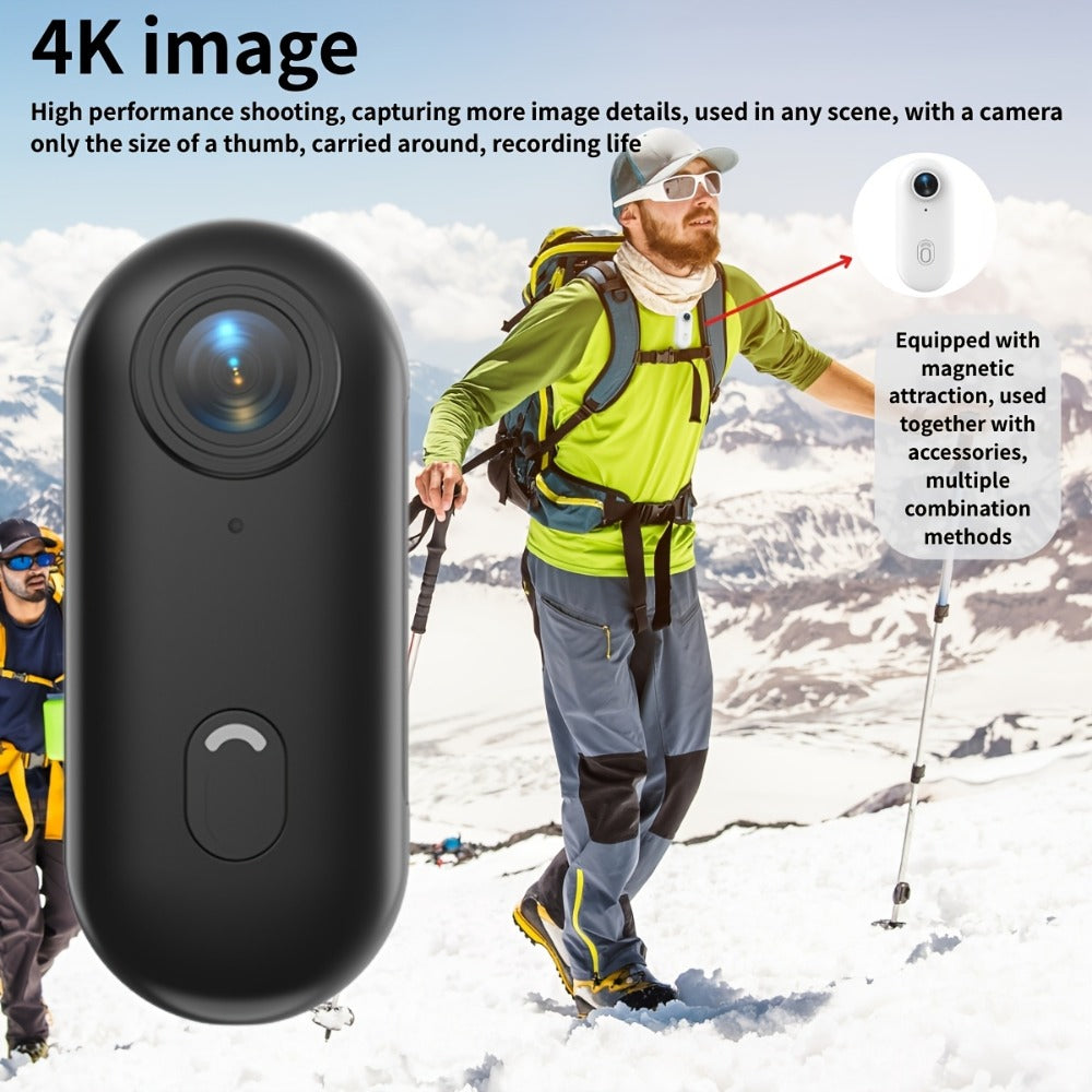 Mini Action Camera Thumb Size Wide Angle Lens 800mAh Battery with Memory Card Wearable Pocket for an Everyday Personal Care Routine
