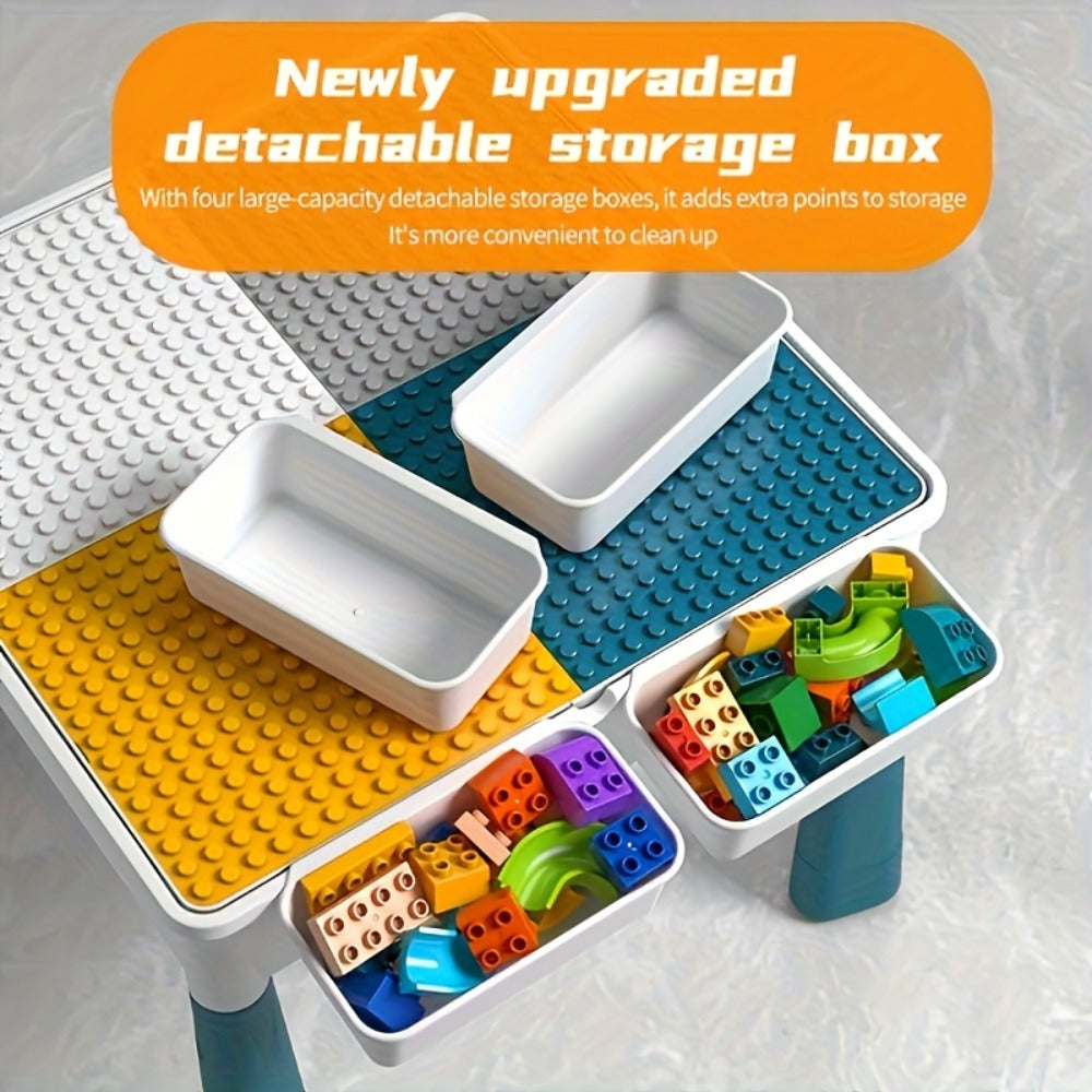 Kids Building Block Table & Chair Set with Storage Boxes with the Listed Color, Size or Set Options for Everyday Use