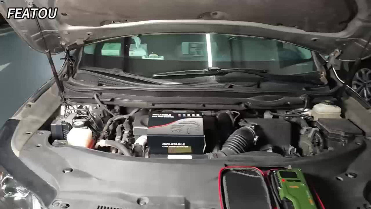 Green Jump Starter and Tire Inflator Enhanced Version with Digital Pressure Display and Clamp Leads
