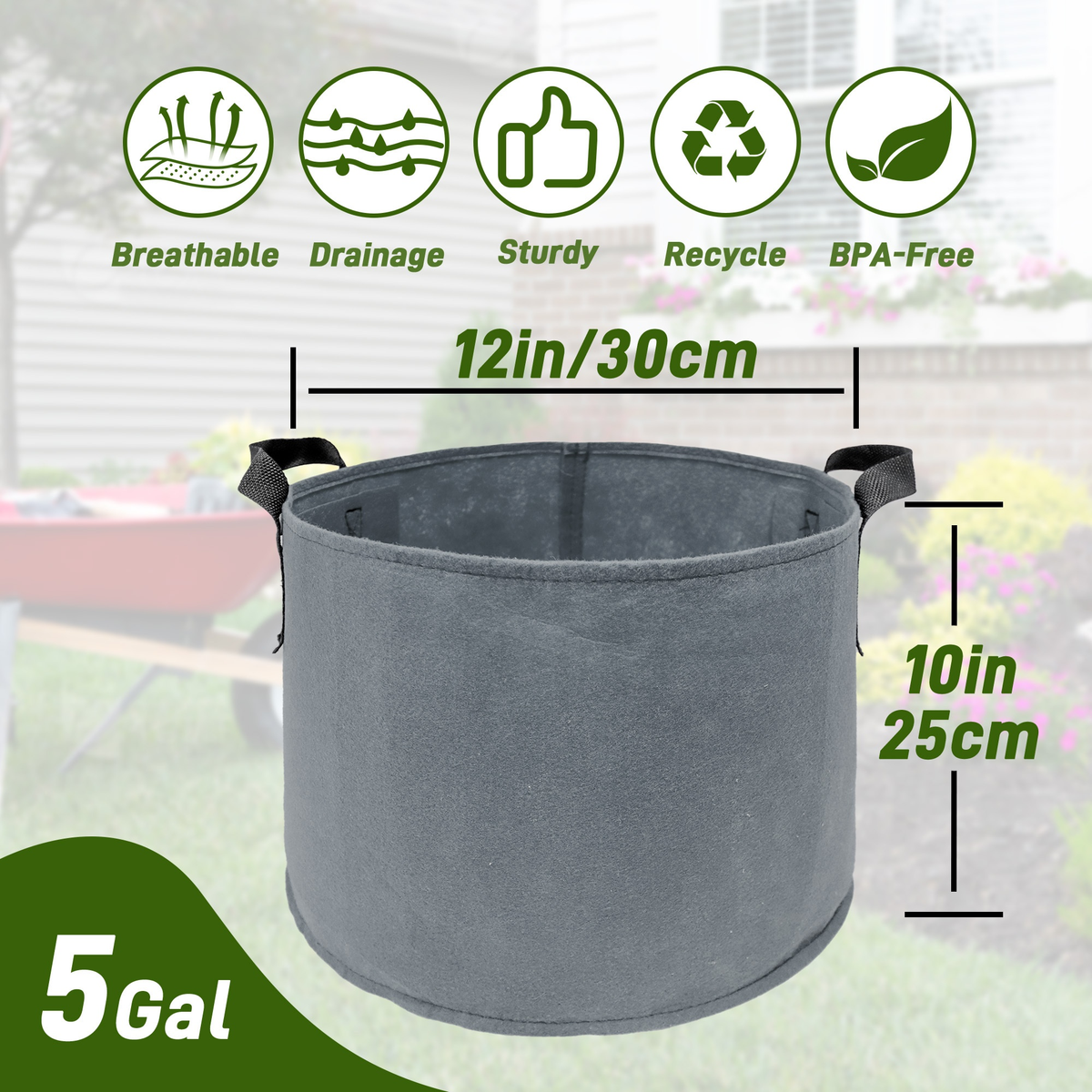 5/7/10/15 Gallon Plant Grow Bags, 7Pack Colourful Fabric Planters Plant Pots Garden Bags To Grow Vegetables With Reinforced Handles