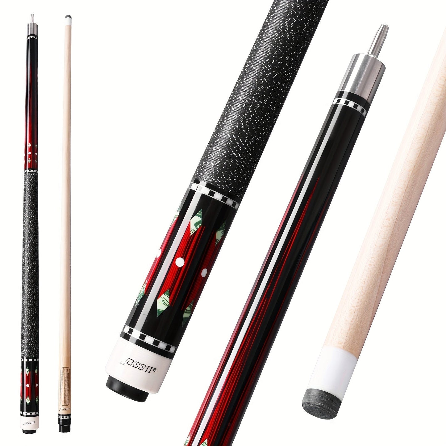 58-Inch Canadian Maple Pool Cue with 12.5mm Tip, Irish-Linen Wrap and Five SA-Series Design Codes