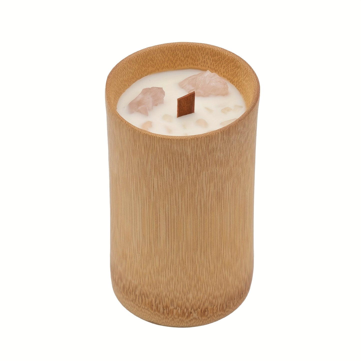Wood-Wick Candle in Carbonized Bamboo Jar with Fitted Lid, Single-Jar Package and Eight Fragrances