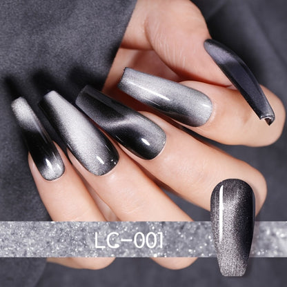 Gel Nail Polish 8-Piece Aurora Magnetic Cat-Eye Set with Black-Crystal Glitter and 3D Light-Shifting Finish for UV/LED Cure