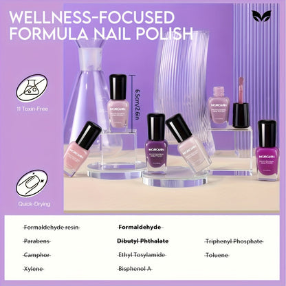 Nail Polish Set 6 Colors Quick Dry Long-Lasting – Hot Pink, Rose Red, Lilac Purple, Nude Pink, Lavender & Violet High Gloss 0.25oz