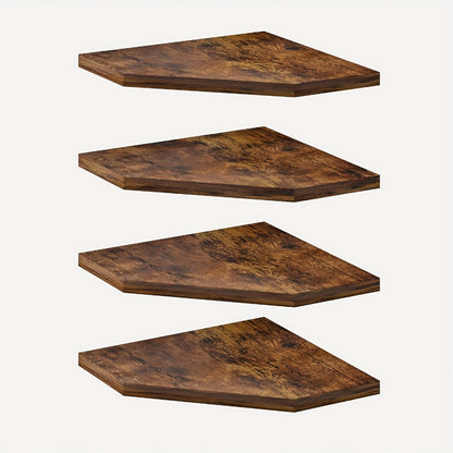 Corner Wall Shelf Set with 13.9-Inch Front Edge, Brown, Black or White Finish and 2, 4 or 6 Pieces