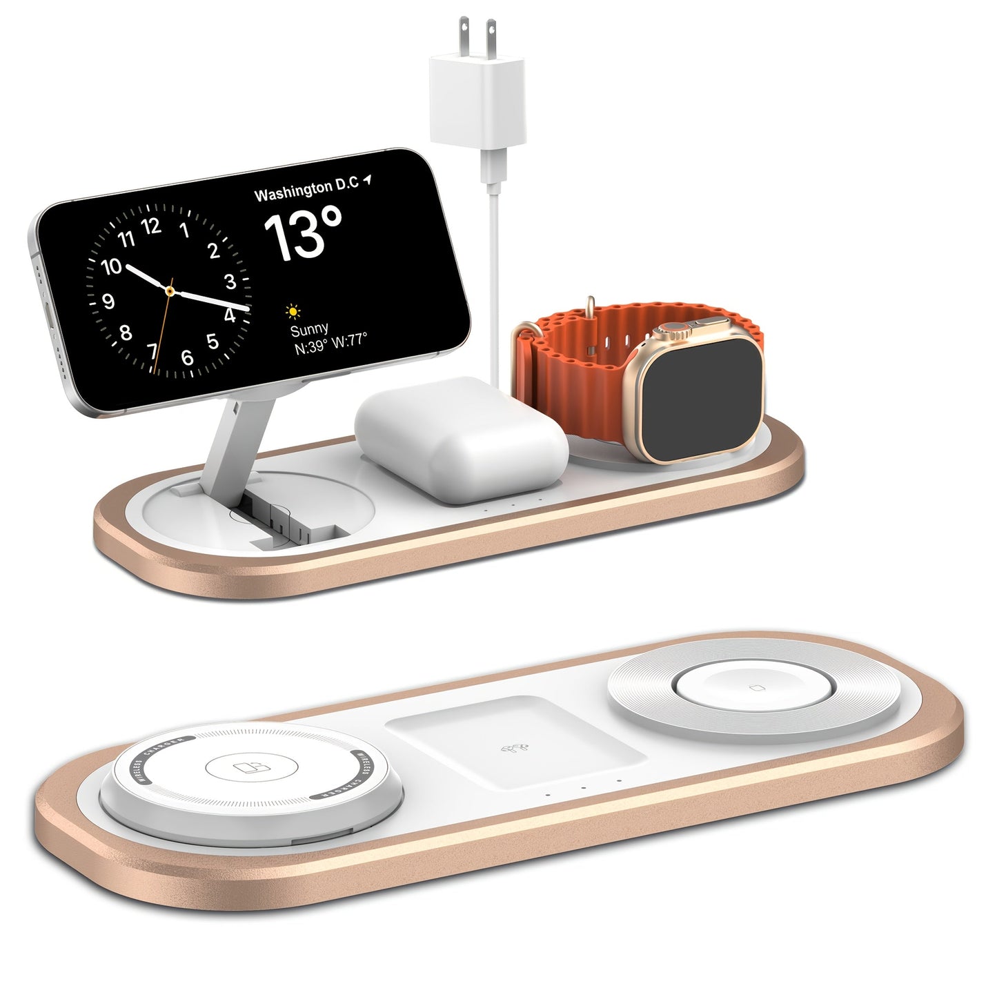Wireless Charging Station, Foldable 3-in-1 15W Pad for iPhone, Samsung Galaxy, Apple Watch and AirPods Models
