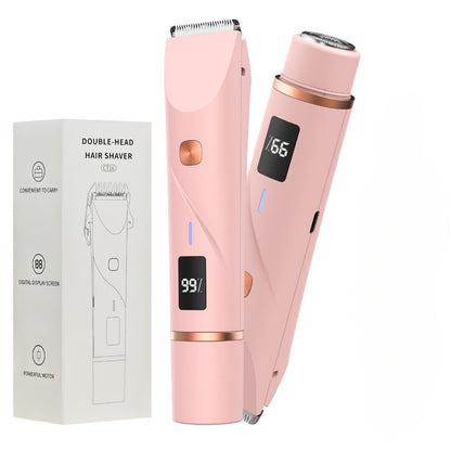 Electric Shaver 2-in-1 Dual-Head Bikini Trimmer with Digital Battery Display and Waterproof Wet/Dry Use