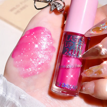 24H Waterproof Glitter Lip Gloss & Lip Stain Set 3PCS, Lip Oil Formula, for Makeup, Travel and Everyday Vanity Use