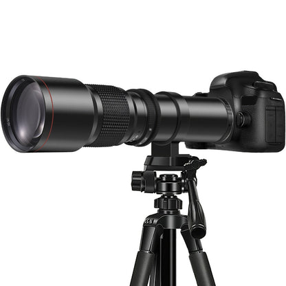 500mm F/8 Manual Focus Telephoto Lens for Canon EF & Nikon F Mount DSLR Cameras – T-Mount Zoom Lens with Adapters