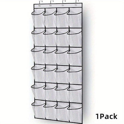 Over Door Shoe Organizer 24 Large Mesh Pockets, Foldable Breathable Hanging Storage Rack for Entryways, Bedrooms and Living Spaces