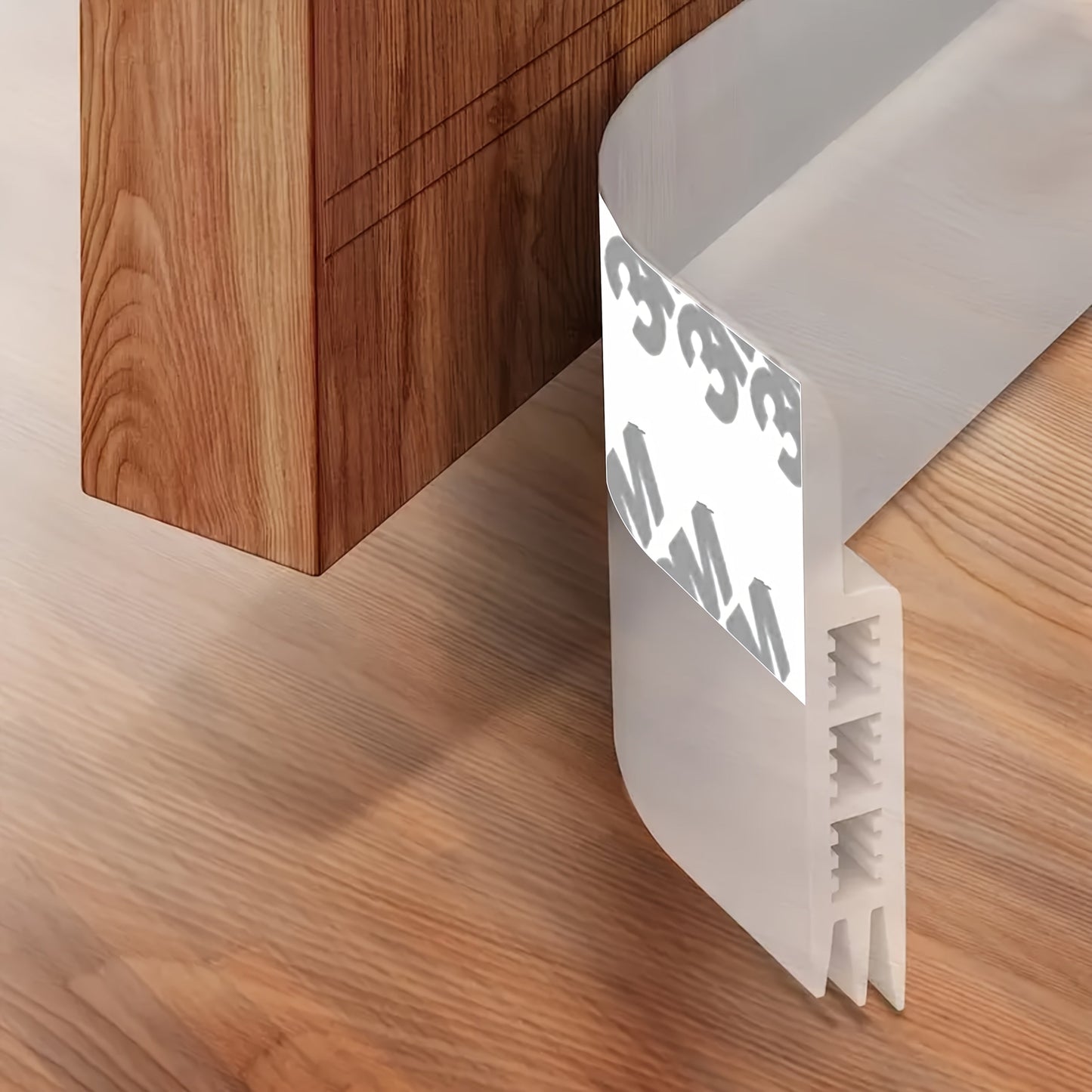Door Draft Stopper Silicone Under Door Sweep Weather Stripping 39 Inch Strong Adhesive 3-Layer Sound Insulation Noise Blocker Energy Saving