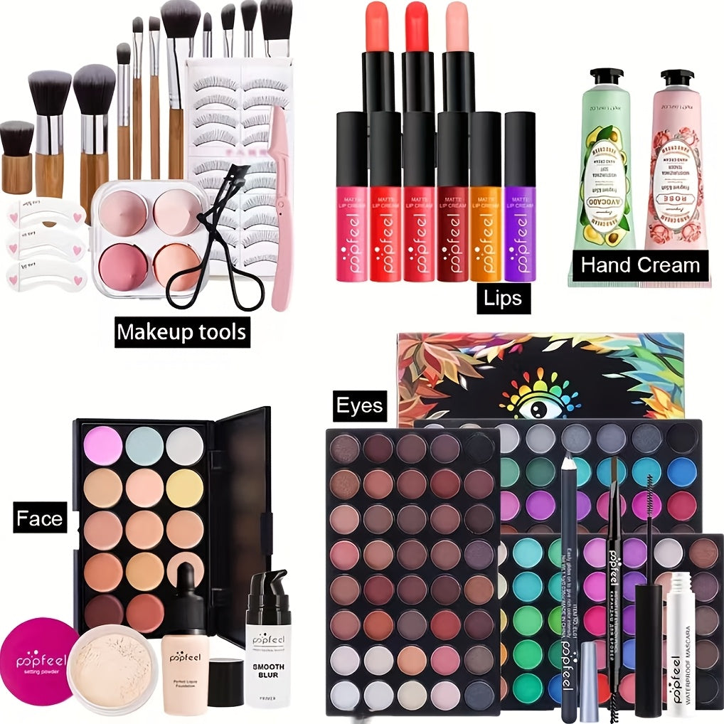 Full Face Makeup Kit All-in-One Complete Beauty Set with Foundation Blush Eyeshadow Palette Mascara & Brush