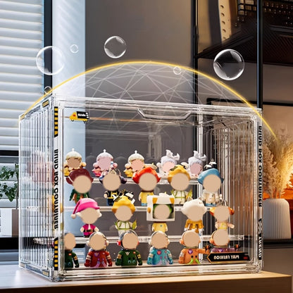 Acrylic Display Case for Figures 3 & 4 Tiers with Adjustable Dividers – Clear Dust-Proof Showcase Box with Magnetic Door for Collectibles