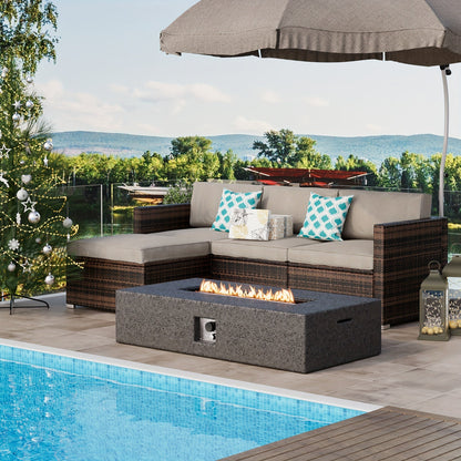 Gas Fire Pit Table Outdoor Propane Fire Pit 16" Round Patio Firepit Table 50000 BTU Electronic Ignition for Backyard Garden Pool Party
