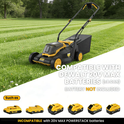 Brushless Cordless Lawn Mower 20V Compatible with Dewalt 20V MAX Battery 14-Inch 700W Pure Copper Motor for Garden, Patio and Yard Use