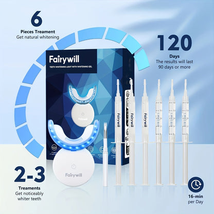 Carbamide Peroxide Teeth Whitening Kit with LED Accelerator Light – 6 Gel Tubes 3ml Each, Whitening Tray & Storage Case