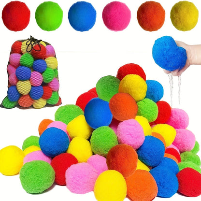 Reusable Water Balloons 36 Pack with Sponge Balls – No-Tie Refillable Water Bomb Set for Pool Party, Backyard Summer Fun & Kids Outdoor